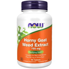 NOW Supplements, Horny Goat Weed Extract 750 mg Plus 150 mg of Maca Root, Tonifying Herb*, 90 Tablets