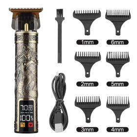 Hair Clipper Electric Electrical Hair Cutter Retro Oil Head Engraving (Option: Bronze Medusa)