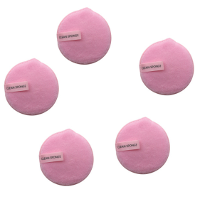 Magic Lazy Water Makeup Remover Powder Puff Short Hair Round Face Wash Makeup Remover Sponge (Option: Pink edge 5pcs)