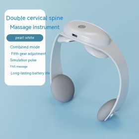 Cervical Vertebra Plastic Massager Low Frequency Pulse Neck (Option: Chinese-Pearlescent White)