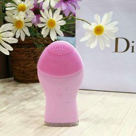 Waterproof silicone facial cleanser factory straight (Option: Pink english)