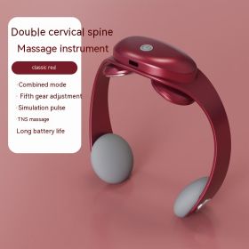 Cervical Vertebra Plastic Massager Low Frequency Pulse Neck (Option: Chinese-Classic Red)