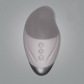 Heated electric silicone cleansing instrument (Color: Grey)