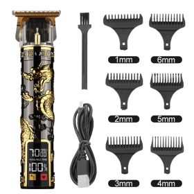 Hair Clipper Electric Electrical Hair Cutter Retro Oil Head Engraving (Option: Black Gold Xianglong)