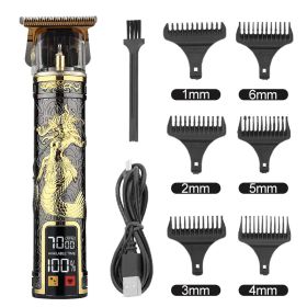 Hair Clipper Electric Electrical Hair Cutter Retro Oil Head Engraving (Option: Black Gold Medusa)