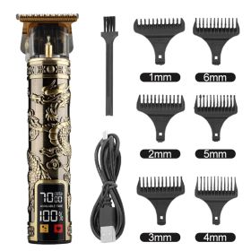 Hair Clipper Electric Electrical Hair Cutter Retro Oil Head Engraving (Option: Bronze Xianglong)