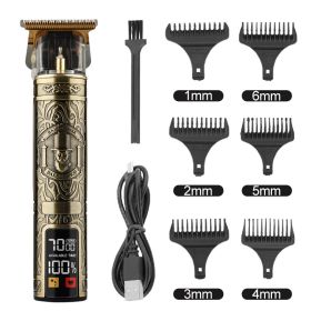 Hair Clipper Electric Electrical Hair Cutter Retro Oil Head Engraving (Option: Bronze Gentleman)