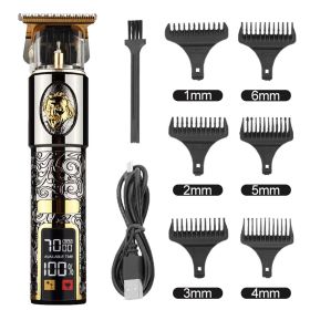 Hair Clipper Electric Electrical Hair Cutter Retro Oil Head Engraving (Option: Gun Color Big Head Old Man)