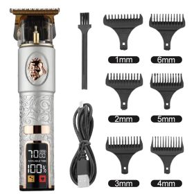 Hair Clipper Electric Electrical Hair Cutter Retro Oil Head Engraving (Option: Platinum Big Head Old Man)