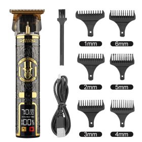 Hair Clipper Electric Electrical Hair Cutter Retro Oil Head Engraving (Option: Black Gold Gentleman)