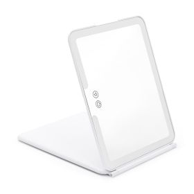 Large Cosmetic Mirror With Light Portable Make-up Rechargeable Folding Makeup (Option: White-L)